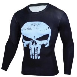 Long Sleeve DC Marvel Punihser Skull Compression Shirt Blue