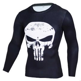 Long Sleeve DC Marvel White Punihser Skull Compression Shirt