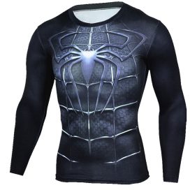 Long Sleeve DC Marvel Spider Man Superhero Compression Shirt Blue