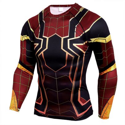 Long Sleeve DC Marvel Avengers Endgame Spider Man Superhero Compression Shirt