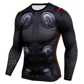 Long Sleeve DC Marvel Thor Superhero Compression Shirt
