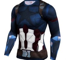 Long Sleeve DC Marvel Avengers Infinity War Captain America Compression Shirt