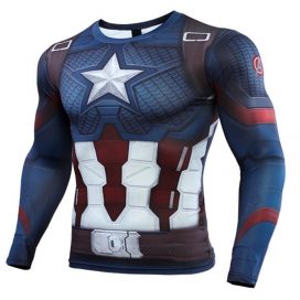 Long Sleeve DC Marvel Avengers Endgame Captain America Superhero Compression Shirt