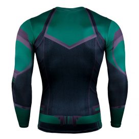 long sleeve slim fit marvel captain marvel compression shirt for workouts
