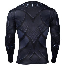 long sleeve dri fit black panther superhero compression shirt for gym