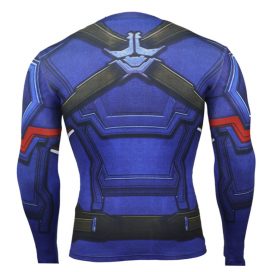 long sleeve dri fit marvel avengers captain america compression shirt for gym