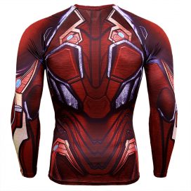 dri fit long sleeve Marvel Avengers Red Iron Man compression shirt for running