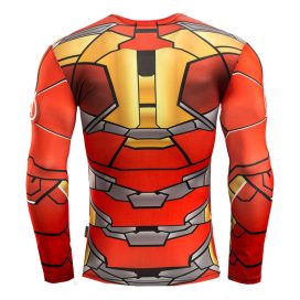 slim fit long sleeve Red Iron Man compression shirt for workouts