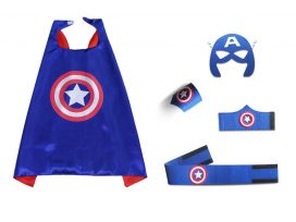 Blue captain america cape and mask set for kids