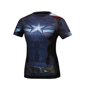 dri fit First Avengers Captain America Workout Shirt For Girls