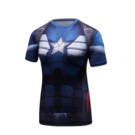 Slim Dri Fit Avengers Navy Blue Captain America Compression Shirt For Womens