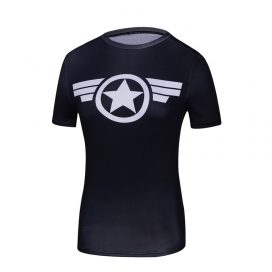 Slim Dri Fit Avengers Navy Blue Captain America Workout Shirt For Girls
