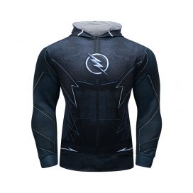 Long Sleeve Pullover Marvel Superhero The Flash Hoodie Black
