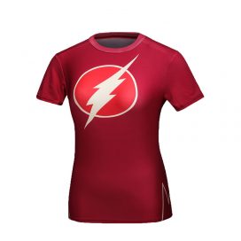 Short Sleeve Slim Dri Fit The Flash Compression Shirt For Girls Red
