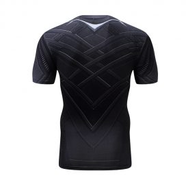quick dry short sleeve black panther superhero compression athletic shirt for marvel avengers fans