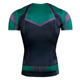 dri fit short sleeve marvel Avengers Green Captain Marvel compression athletic shirt