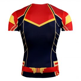 dri fit short sleeve marvel Avengers Red Captain Marvel compression athletic shirt