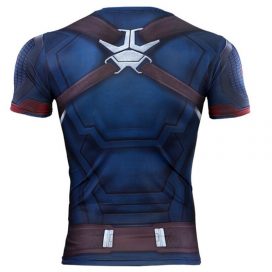Slim fit short sleeve marvel avengers Endgame Captain America compression athletic shirt