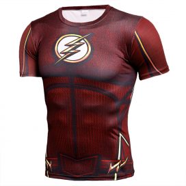 Short Sleeve Slim Fit The Red Flash Compression Shirt For Workouts