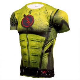 Short Sleeve Quick Dry The Yellow Flash Compression Shirt For Gym
