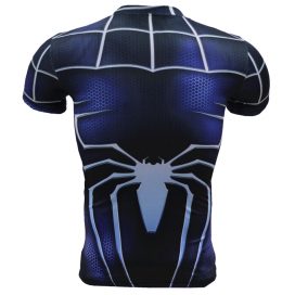 Slim fit short sleeve marvel avengers blue spider compression athletic shirt