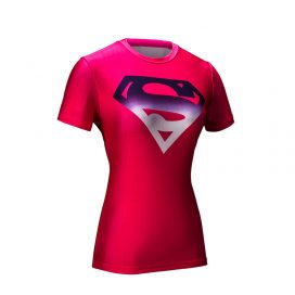 Short Sleeve Slim Dri Fit Red Superman Log Shirt For Girls