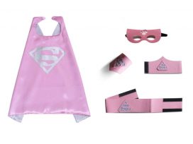 Pink Superman Cape And Mask For Girls