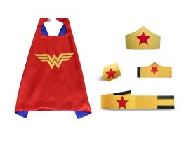 Girls Wonder Woman Cape And Mask Red
