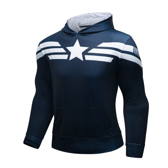 long sleeve Navy Blue captain america shirt hoodie