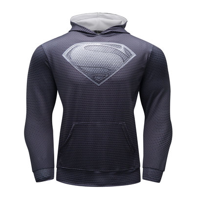long sleeve superman hoodie grey pullover