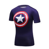 Slim Fit Quick Dry Short Sleeve Girls Captain America Marvel Shirt Purple