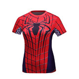 red Spider man girls superhero compression shirt short sleeve quick dry