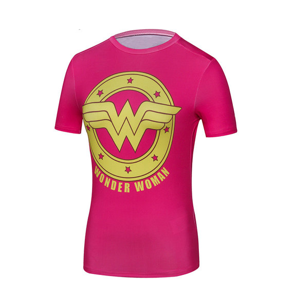 short sleeve dri fit wonder woman gym shirt pink
