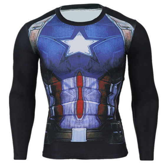 long sleeve blue captain america shield t shirt