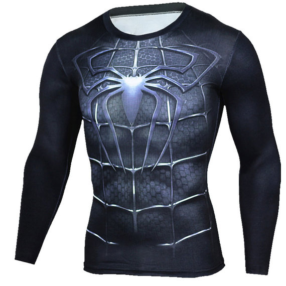 dri fit Black Spiderman Long Sleeve Shirt