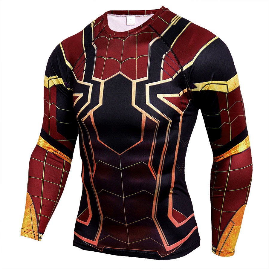 Avengers Infinity War Spiderman T shirt Tee Long sleeve sport Fitness Cosplay 