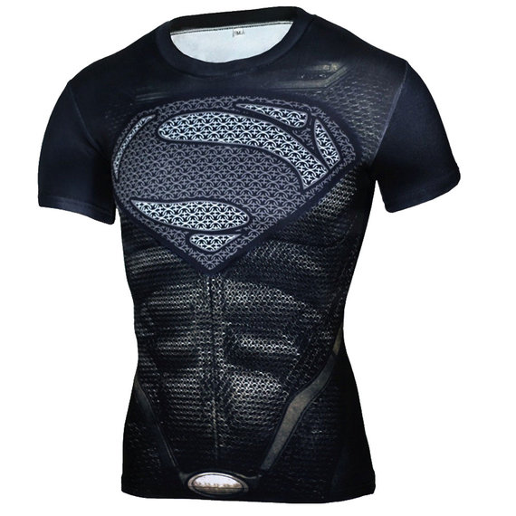 quick dry superman athletic shirt black