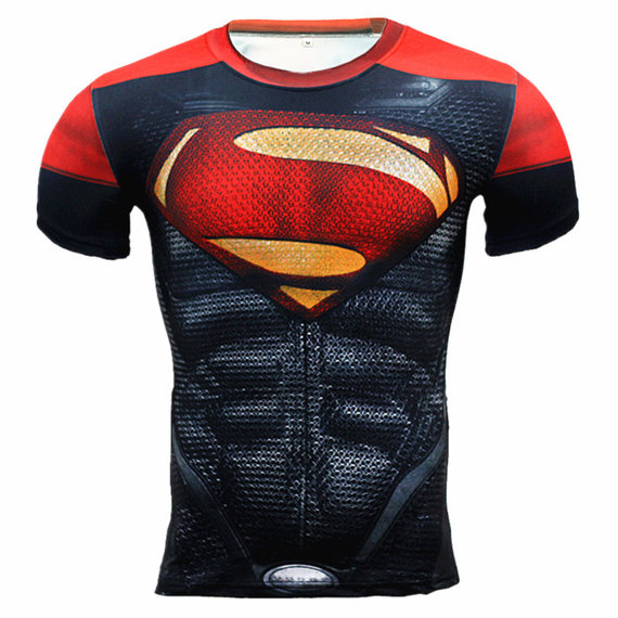 dri fit Red Superman Gym Shirt