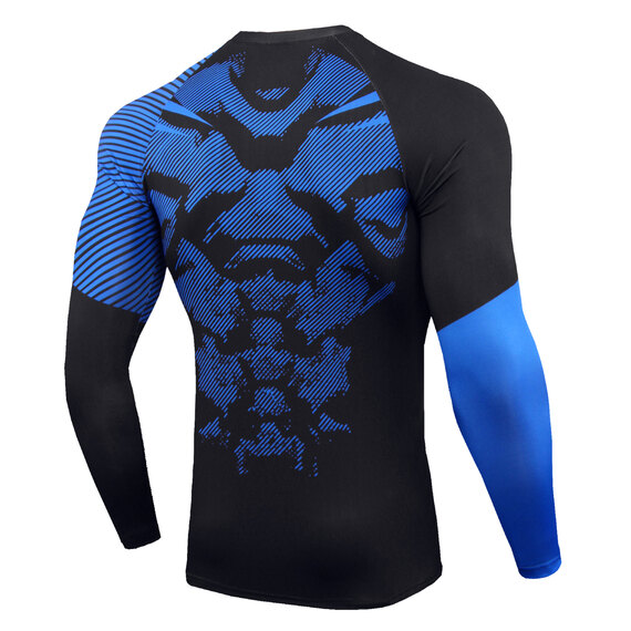 men's long sleeve basketball compression undershirt & striped blue leggings