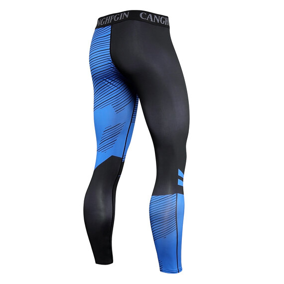 men's long sleeve mens short sleeve compression top & striped blue leggings