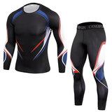 men's long sleeve fitness compression shirt & printed tights