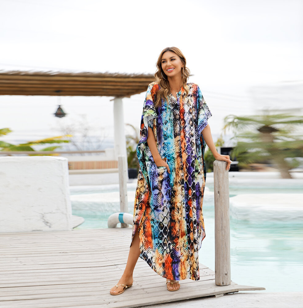 Swim Cover Up For Women's Plus Size Beach Resort Maxi Dresses - PKAWAY