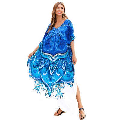 Women's Swim Cover Up Plus Size For Summer Beach Vacation Lightweight summer dresses with sleeves