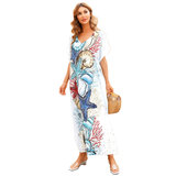 Swim Cover Up For Women's Summer Vacation Resort Dresses Plus Size Beachwear,Free Size