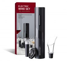 black automatic electric corkscrew wine bottle opener wine gift set