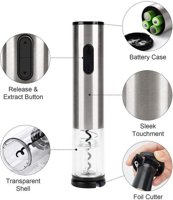 electric wine opener with foil cutter