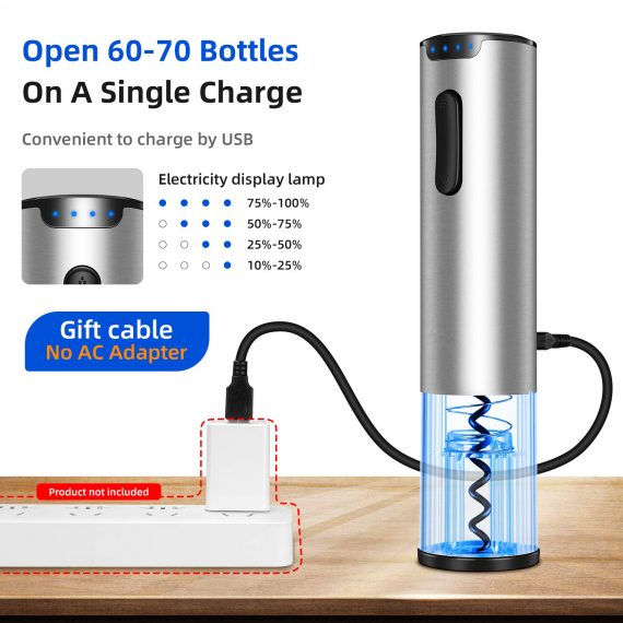 chargeable Stainless Steel Automatic Electric wine bottle opener