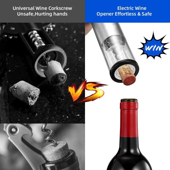 New Feature for Stainless Steel Automatic Electric wine bottle opener compare to the traditional manual corkscrew