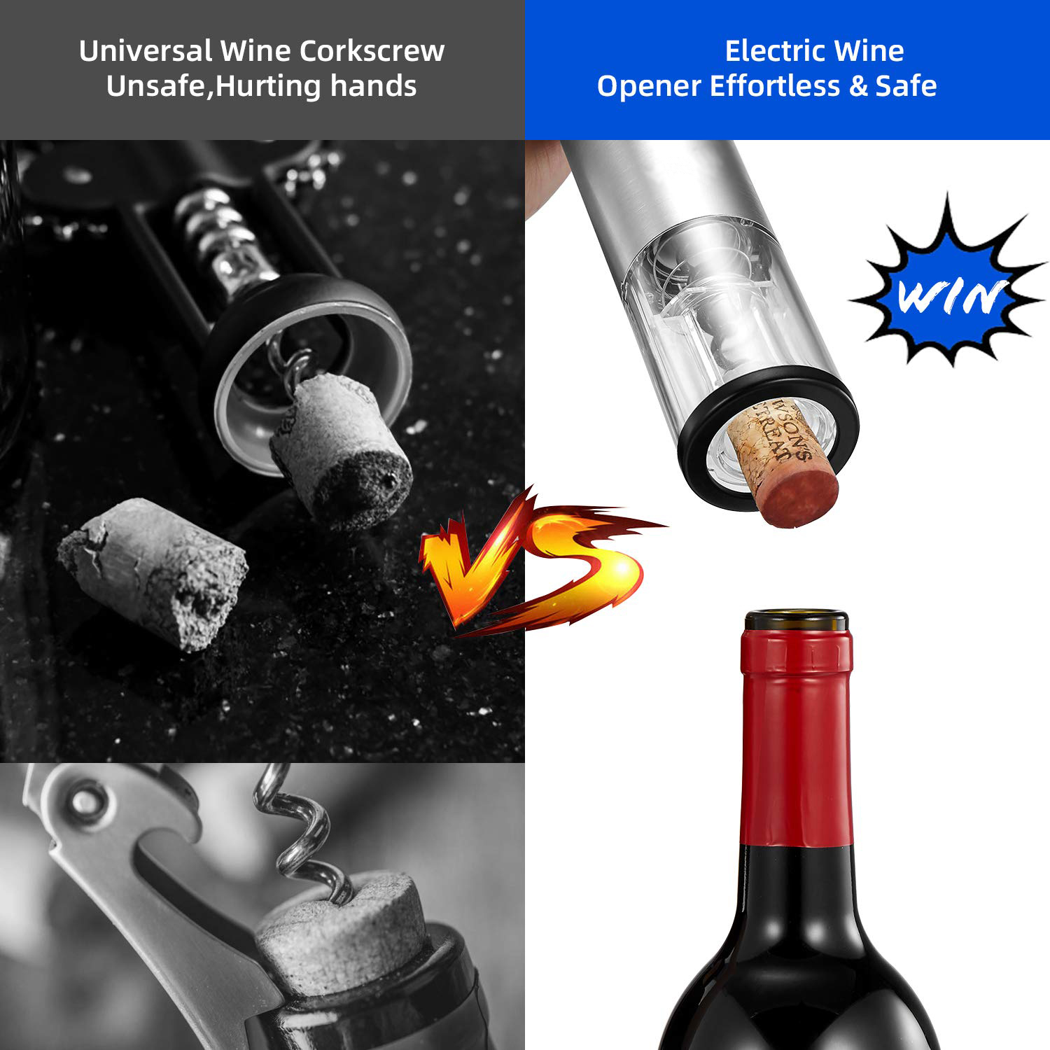 Air Pressure Wine Opener, Stainless Steel Corkscrew