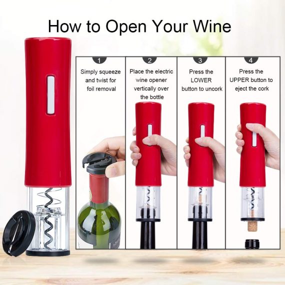 How to use the red automatic corkscrew bottle opener